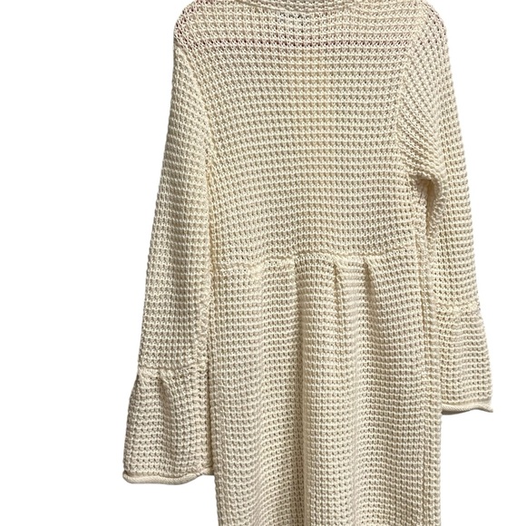 Cream white Button-Up Women's knit crochet Sweater - Picture 13 of 14